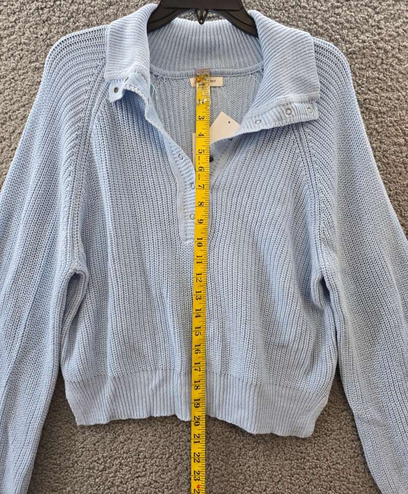 No Comment Kennedy Snap Button Sweater Juniors L Cashmere Blue Pullover L/S