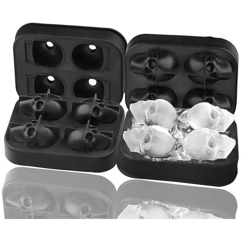 3D Skull Silicone Ice Cube Mold - 1.6'' Easy Release Flexible Silicone