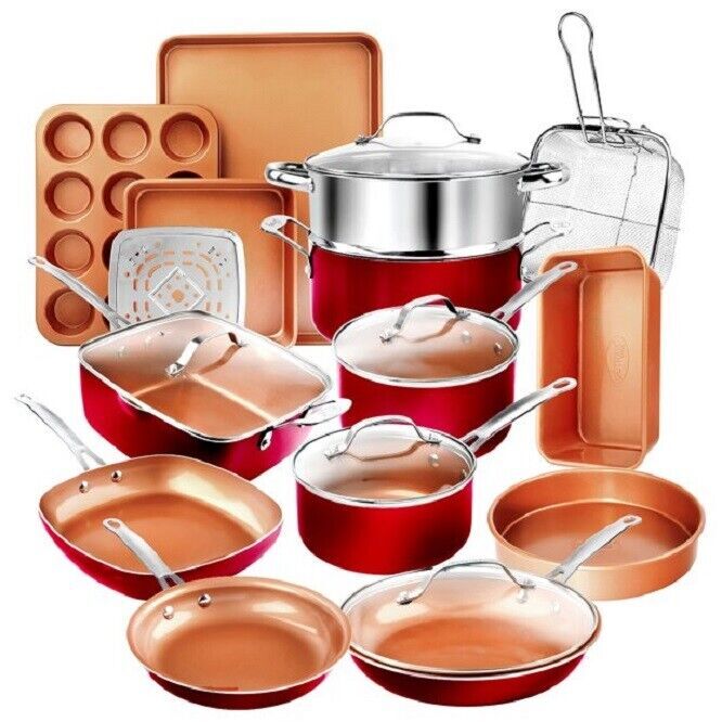 Gotham Steel 20-Piece Cookware and Bakeware Set - Red