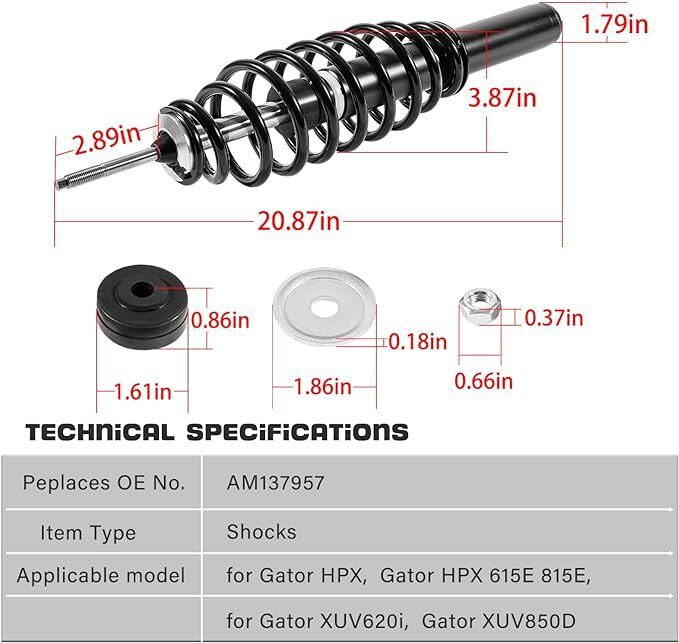 AM135372 Front Left & Right Shock Absorber Set for John Deere Gator UTV 2pc