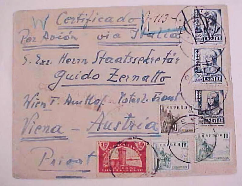 SPAIN LOCAL POST 26-10-37 DEYA REGISTERED B/S AUSTRALIA