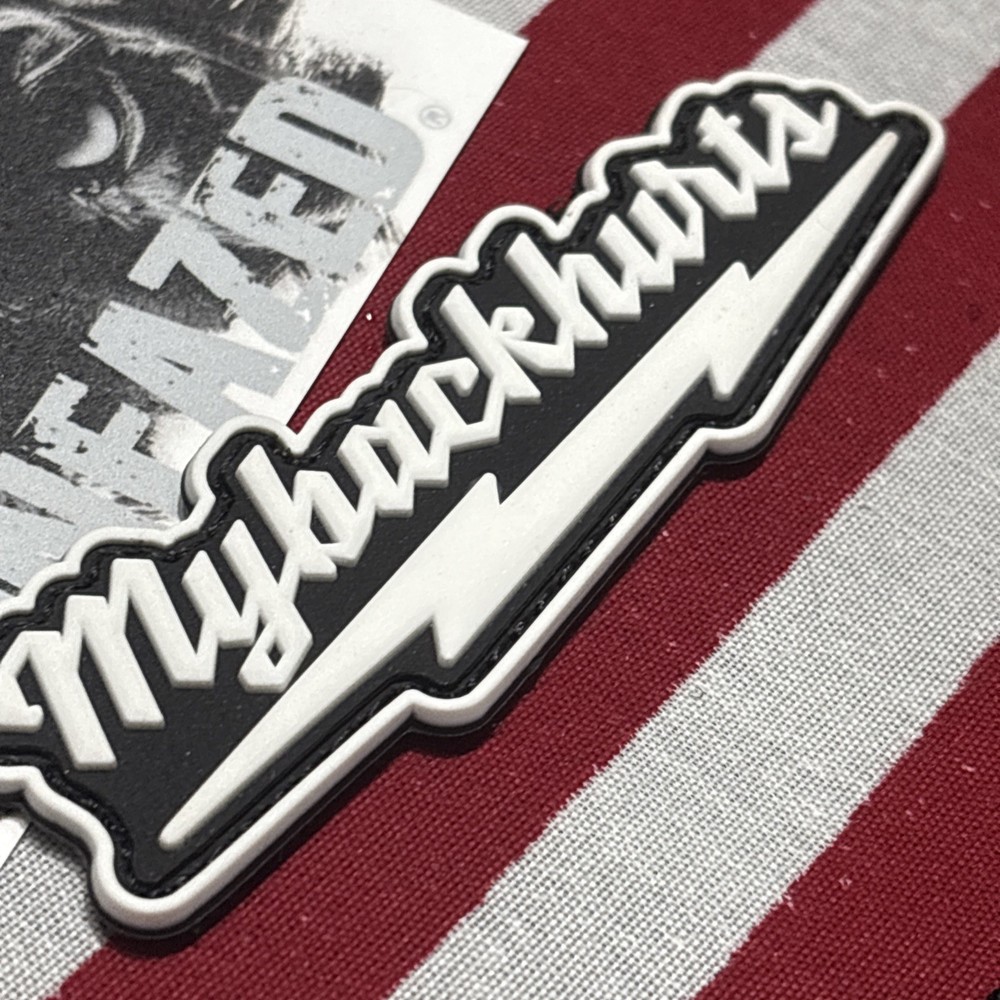 PvC My Back Hurts WhiteBk Tactical Hook & Loop Patch Rubber 3d