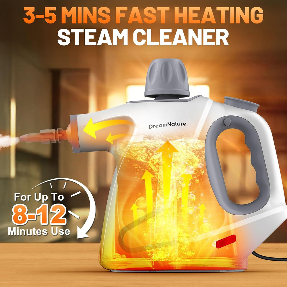 Multi-Surface Handheld Pressurized Steam Cleaner with 11-Pieces Accessories, 15.