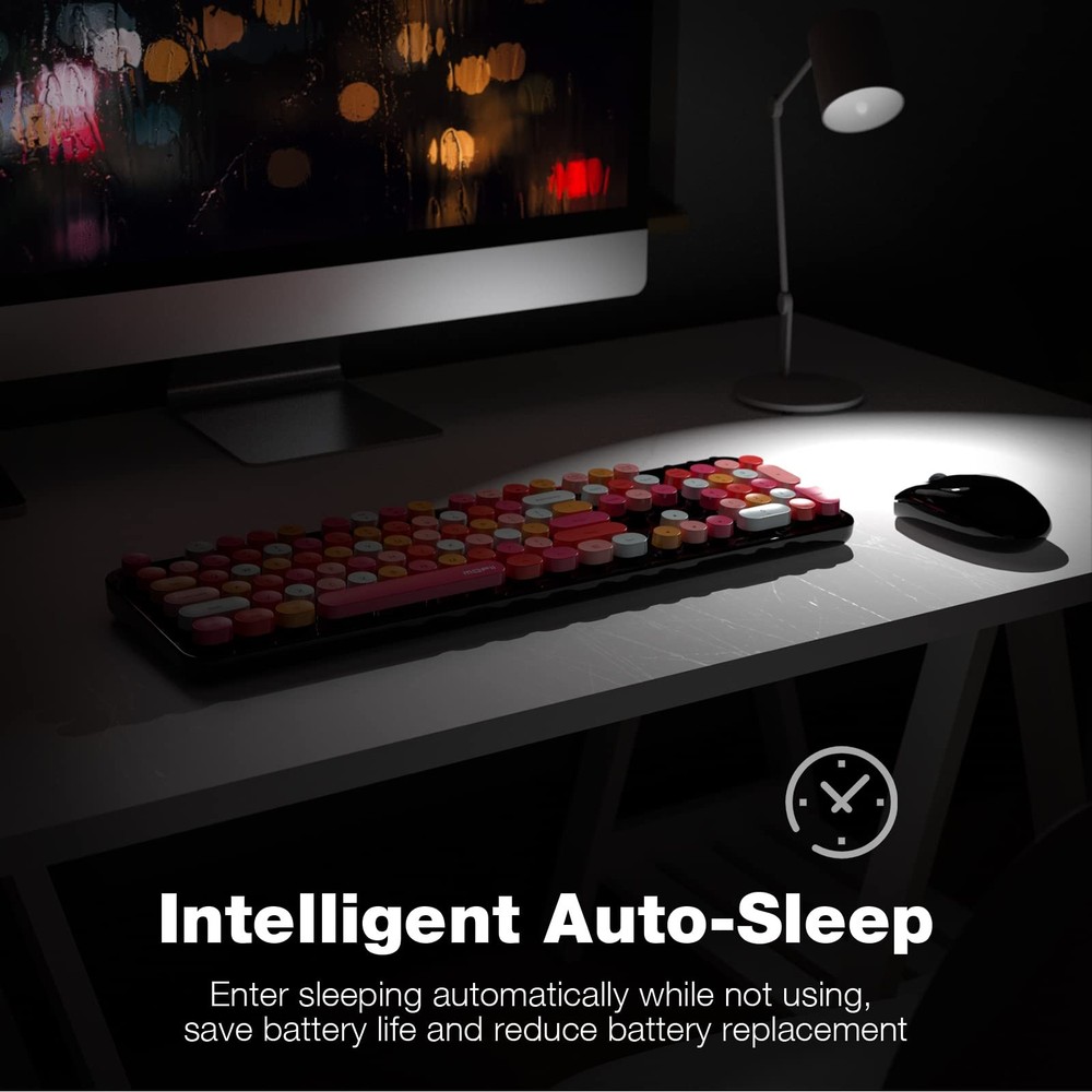 Wireless Keyboard and Mouse Combo Retro Typewriter Style for PC Windows