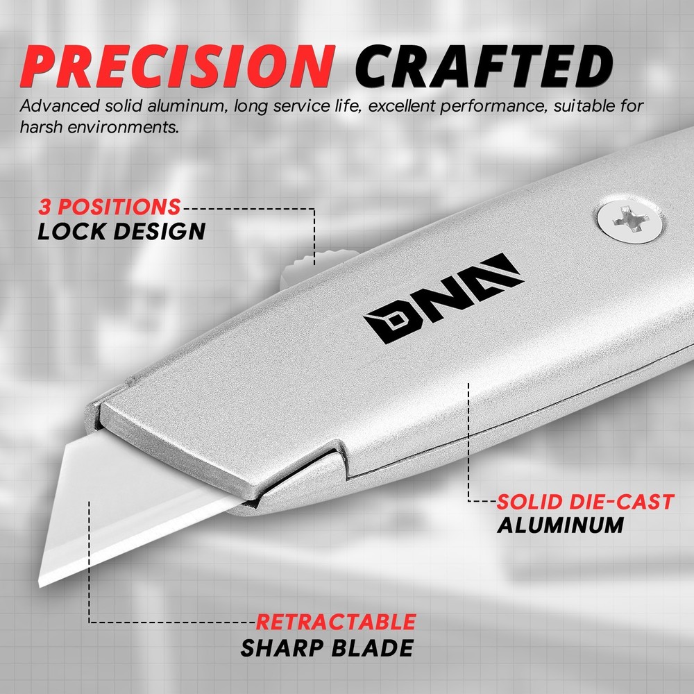 10X Lock Foldable Retractable Blade Utility Knife Back Box Solid Die Cast Cutter