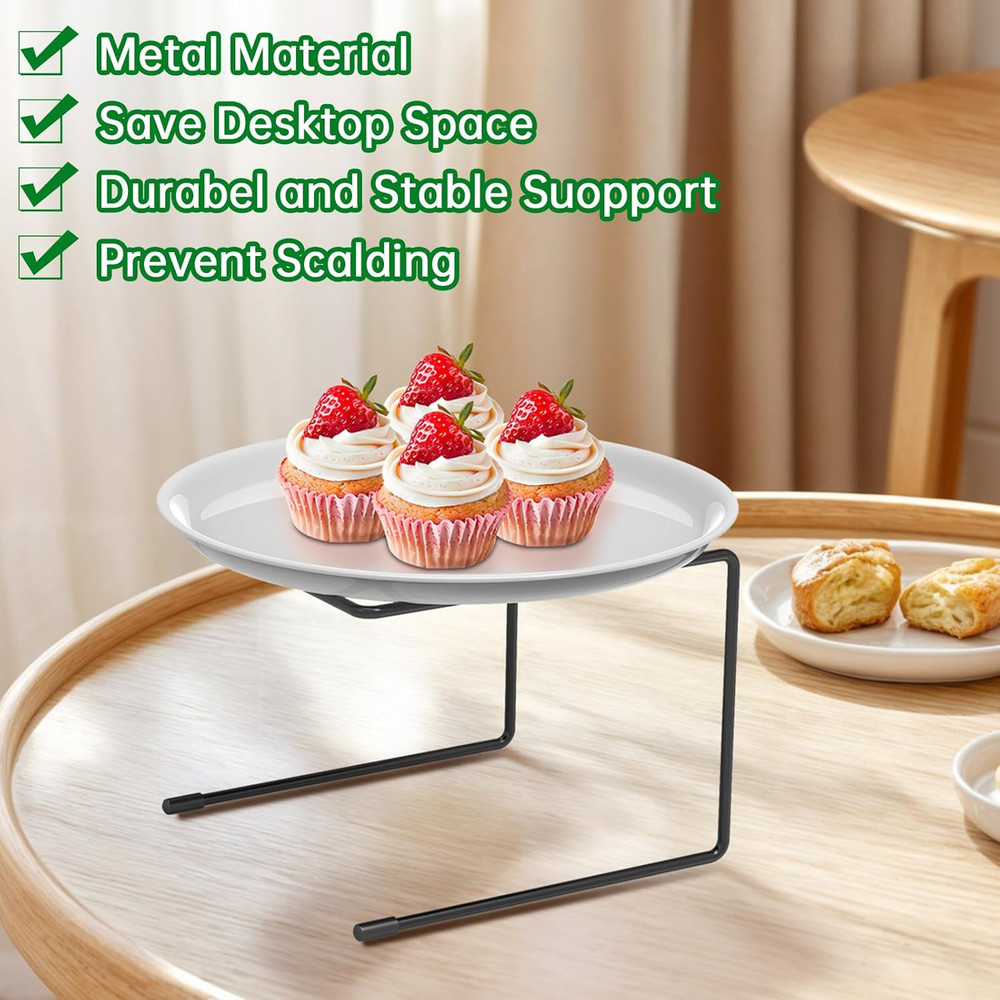4-Pack Black Metal Pizza Table Stands for Serving and Display