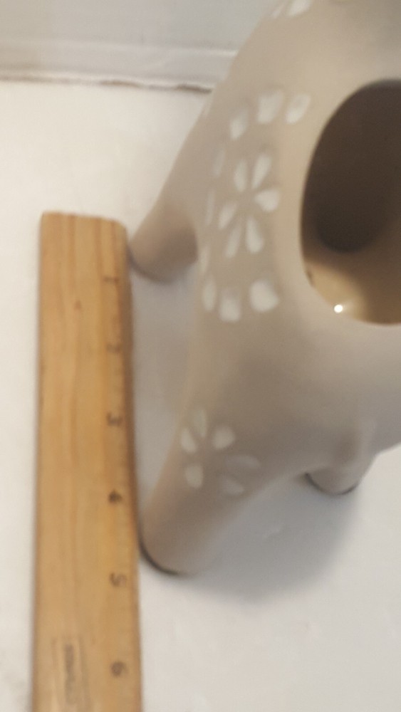 Boho Style Beige Ceramic Starburst Pattern Giraffe Planter Statue