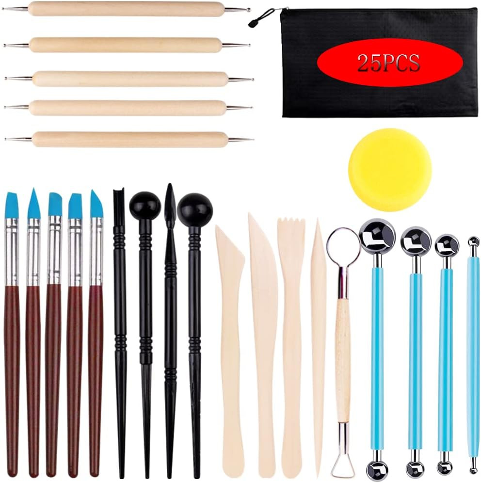 Clay Sculpting Tools Set 25pcs Pottery Carving Modeling Kit Beginner