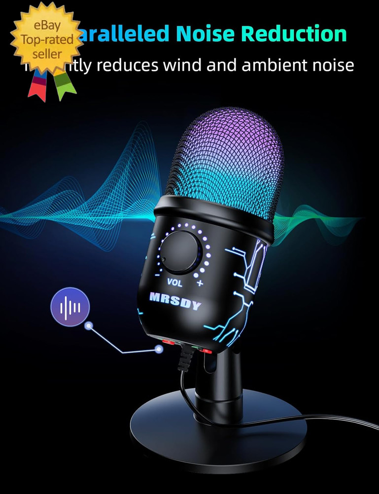 Gaming Microphone, USB Computer Microphone for PC, Mac, PS4/5, Condenser