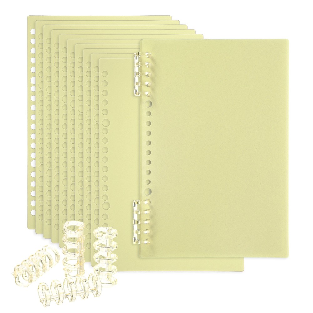 12 Pack A5 22 Mil Plastic Notebook Binder Covers with Binding Comb, Yellow