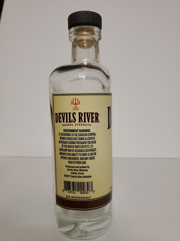 Empty Clear Bottle From Devils River 750ml Heavy Duty 9" Tall