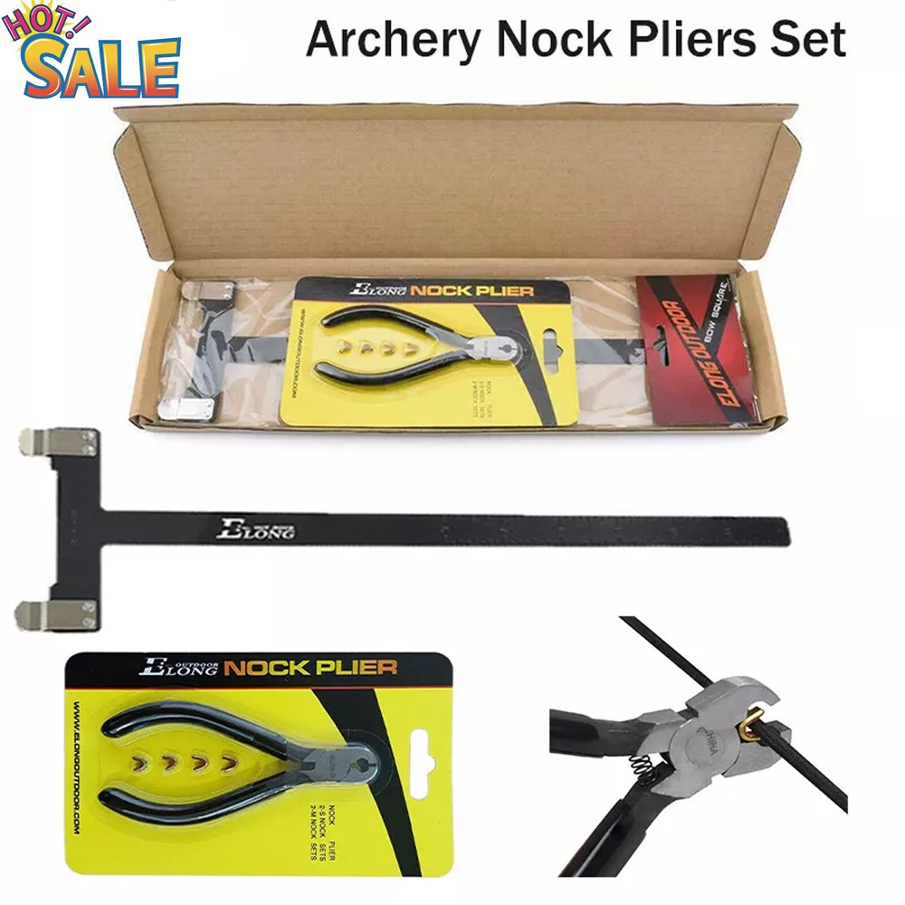 Archery String Nocking Buckle Plier BowString Nock +Bow T Square Measure Tool BK