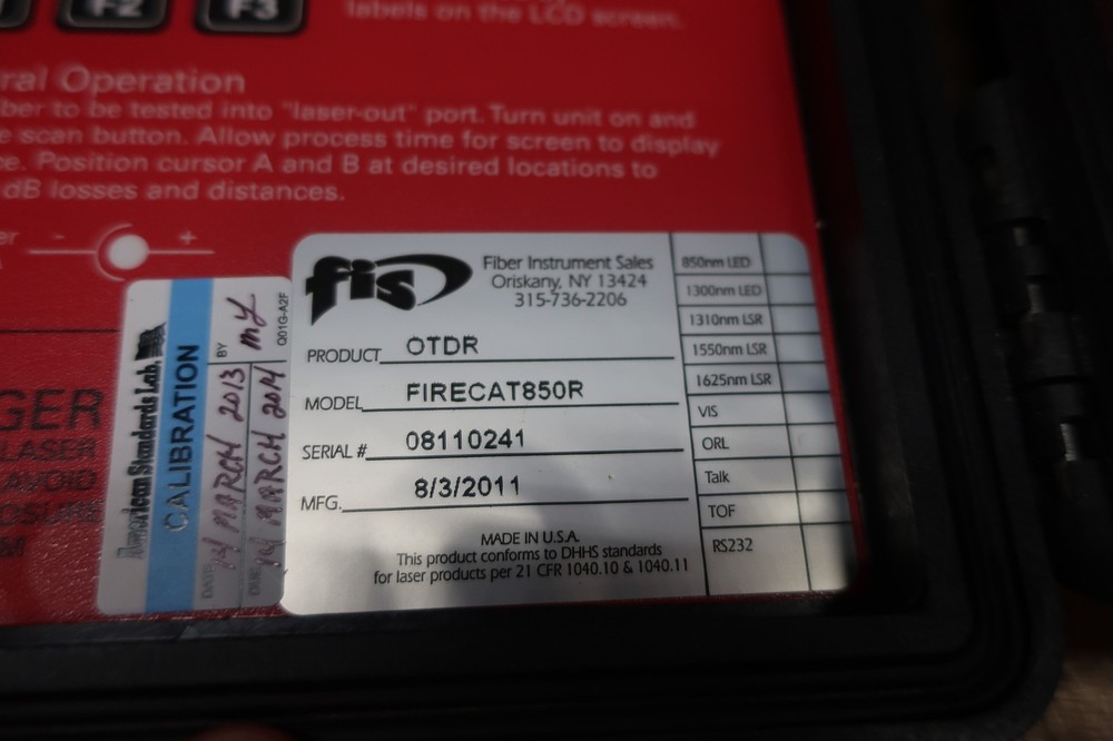 FIS FIRECAT850R OTDR Multimode 850nm Single Wavelength Ruggedized