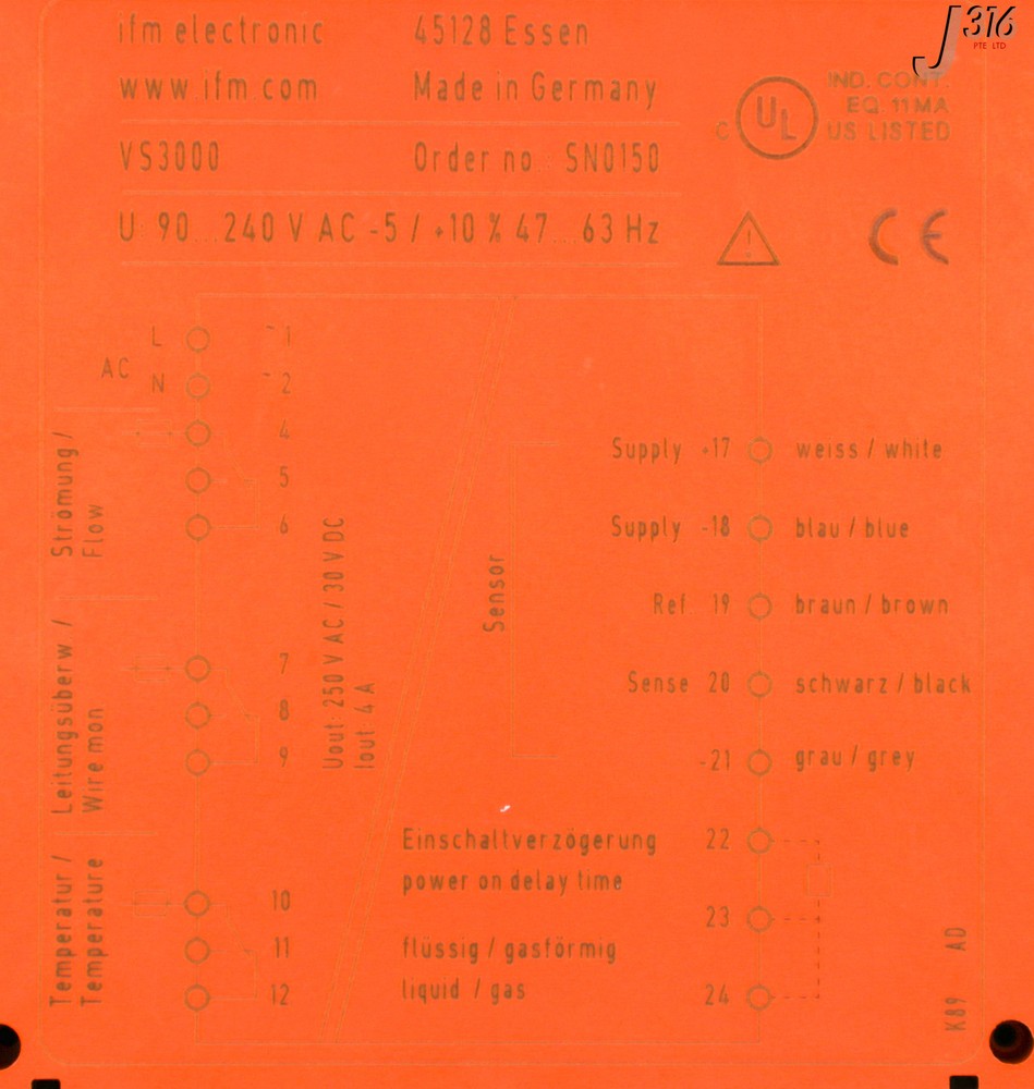 31554 IFM ELECTRONIC FLOW CONTROLLER (NEW) SN0150