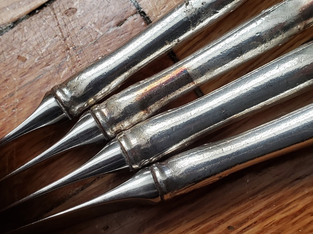 4 ANTIQUE COLLECTABLE SILVER PLATED KNIVES- 9 INCHES