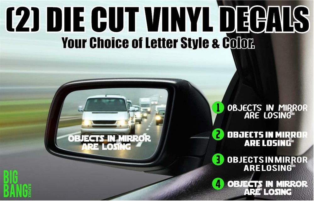 Objects In Mirror Are Losing 2-pc Set Funny Car Window Decal Sticker Tuner Mod x