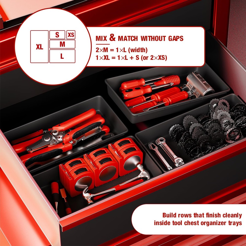 【48PCS & 5 Sizes】 Tool Box Organizer Tray, Toolbox Drawer Organizer with Non-...