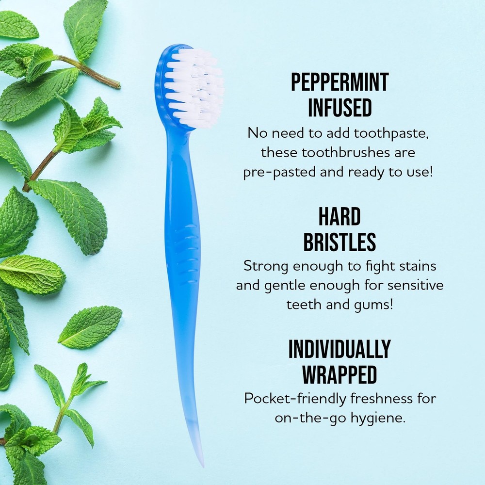 Bulk 36-Pack Mini Toothbrush Set - Prepasted, Hard Bristles with Individually...