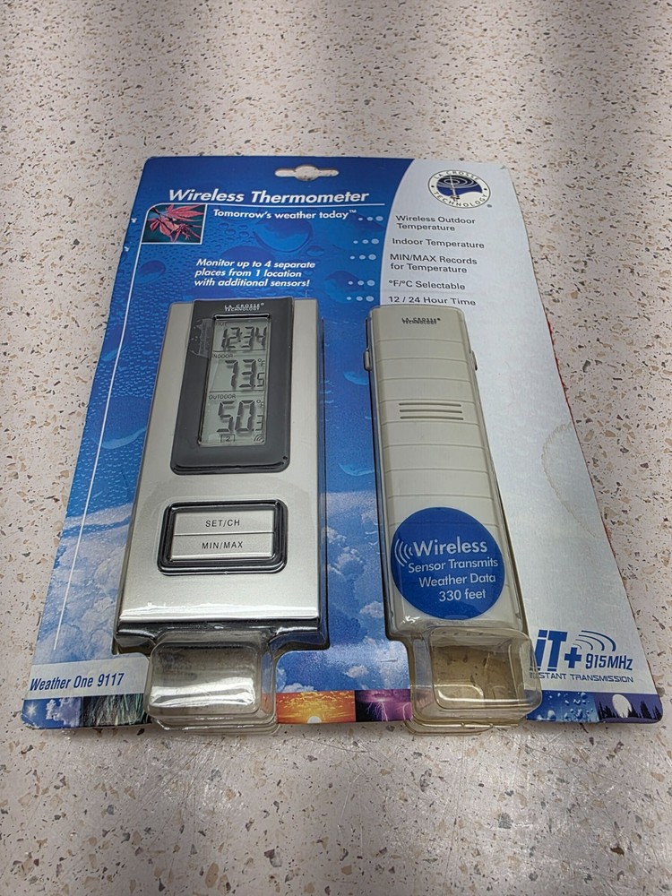 La Crosse Wireless Thermometer Sensor & Receiver Weather One 9117 Digital Clock