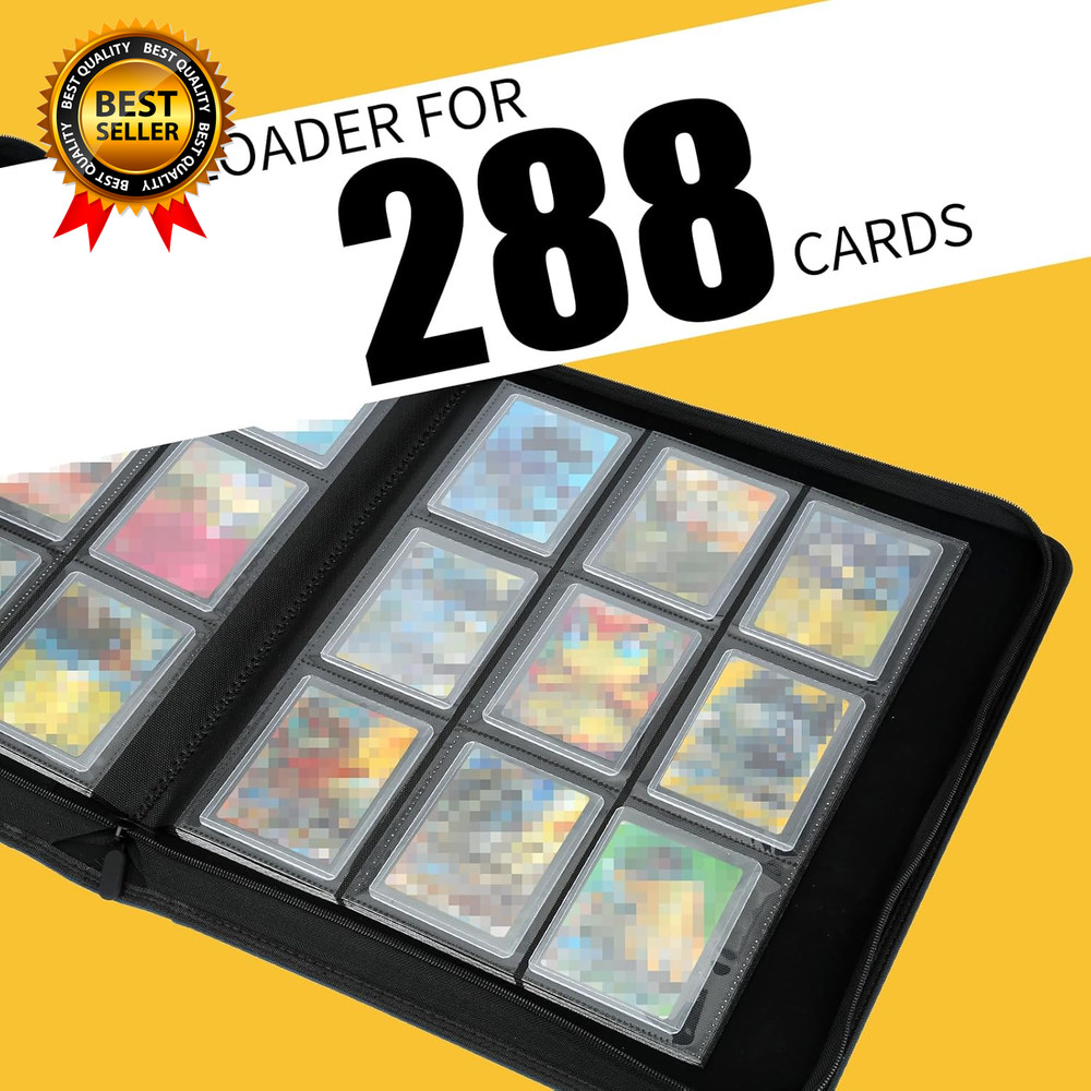 Toploader Binder, Holds 288 Toploaders, 9 Pocket Top Loader Binders with Sleeves