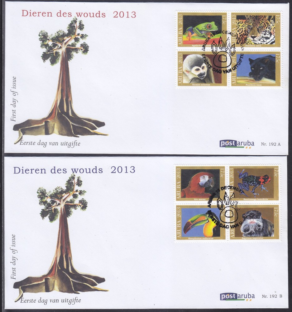 Aruba Issue FDC 2013 (192) Animals - Frog - Monkey