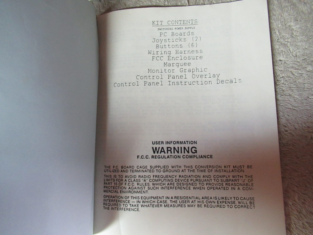 Original QUARTET 2 SUN arcade video game manual