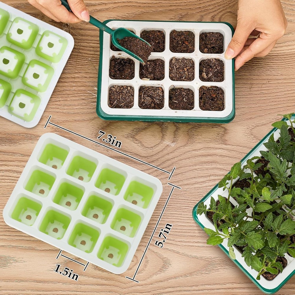 6pcs Reusable Seed Starter Kit, 72 Cells Seed Starter Trays, Silicone Seedlin...
