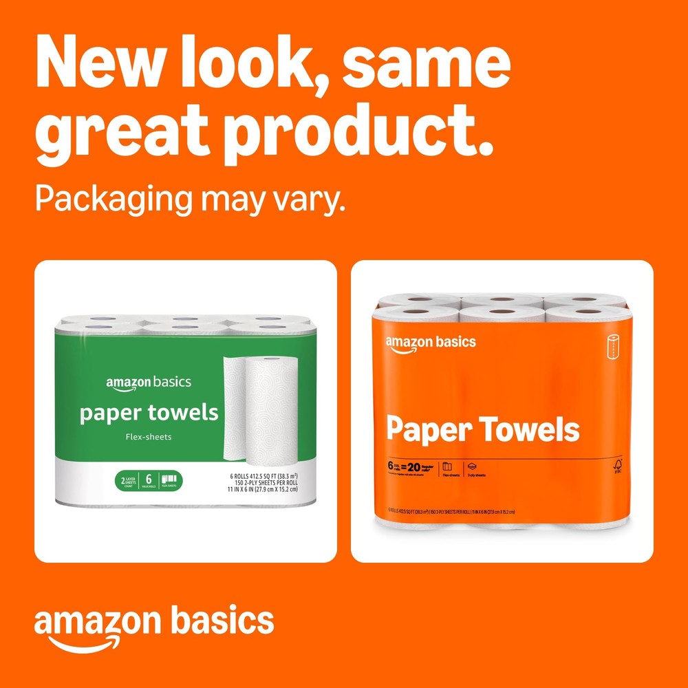 2 Ply Flex Sheets Paper Towels 12 Basics Rolls = 40 Regular Rolls Everyday Value