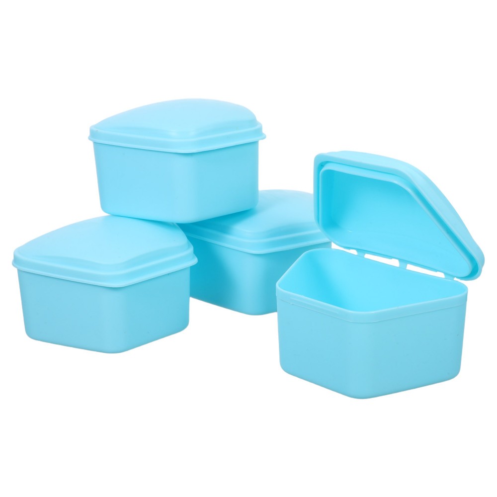 4 Pcs Denture Container Holders for Cleaning Storage Case Soaker