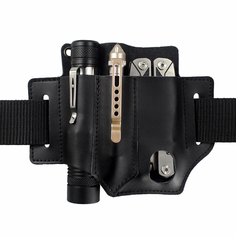 Multitools Portable Belt Pouch Leather EDC Pouch for Flashlight Pen Knife