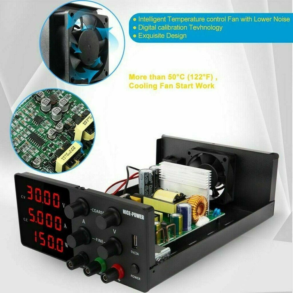 Regulated DC Laboratory Power Supply Adjustable Lab 30V 10A Voltage Regulator