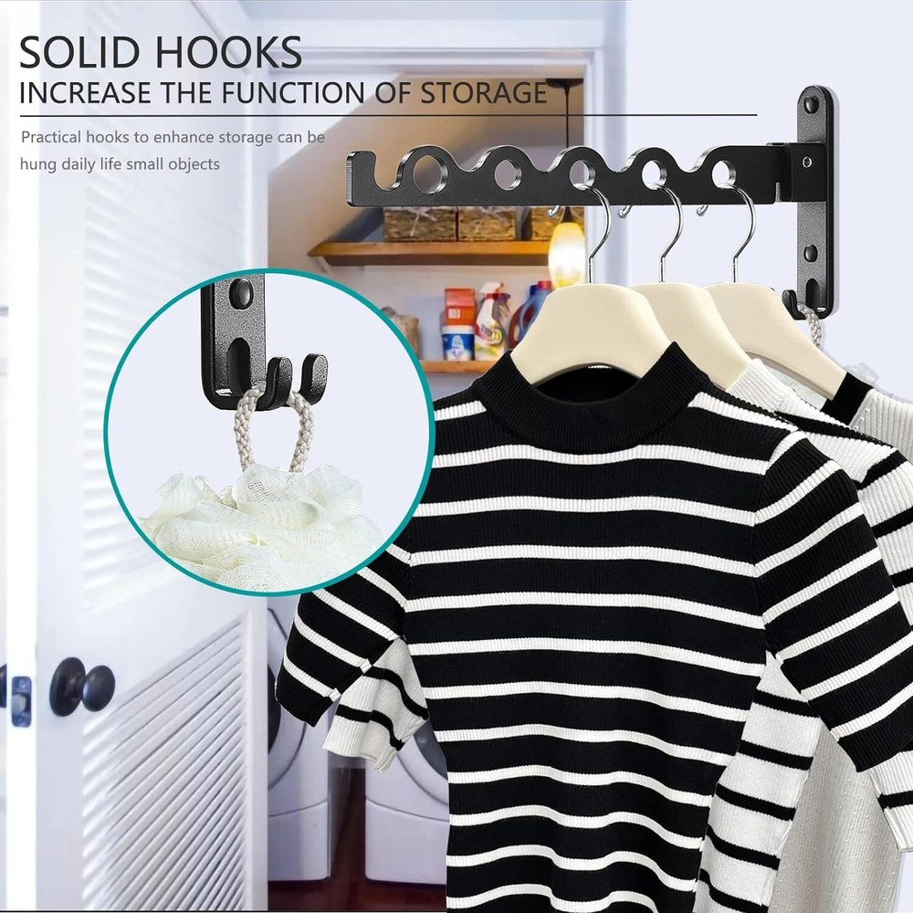 Retractable Folding Wall Clothes Hanger Collapsible Laundry Hanging Dryer Rack