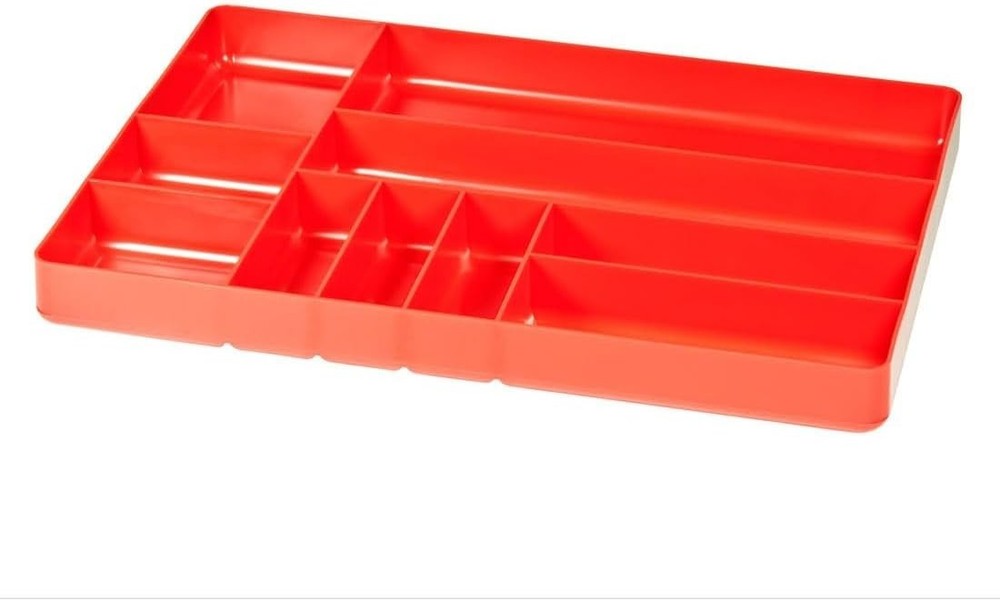 10-Compartment Red Drawer Organizer - Stackable Heavy-Duty Tool Storage