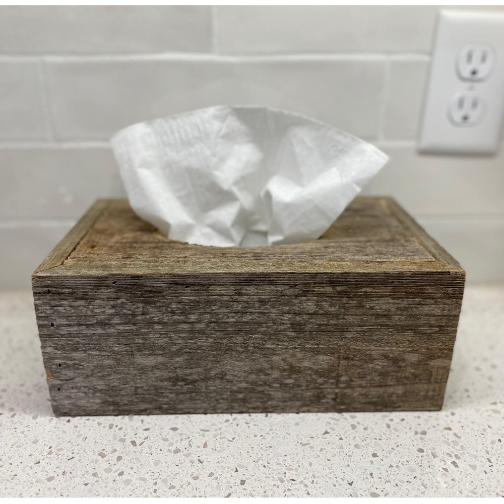 Reclaimed Wood Decorative 9 x 5.25 Rectangular Tissue Box Cover
