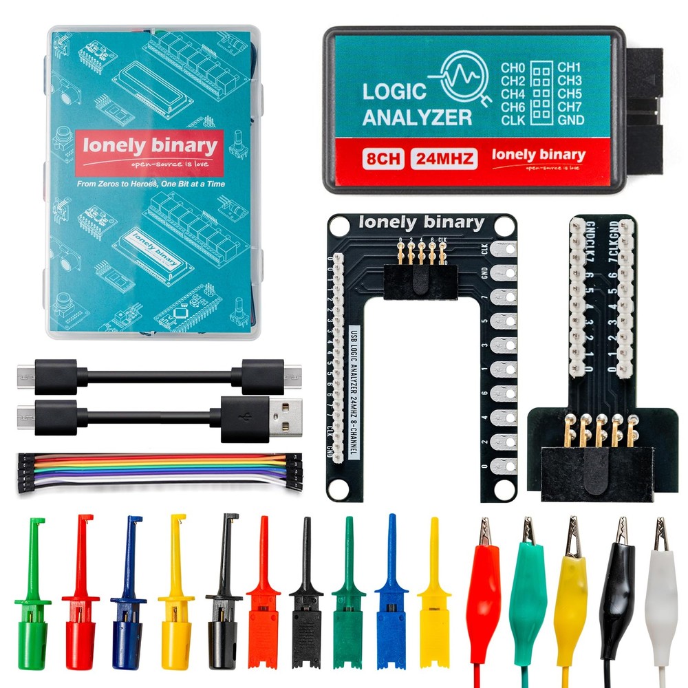 Logic Analyzer 8 Channels 24MHz USB Kit with Base Module, Breadboard Breakout...