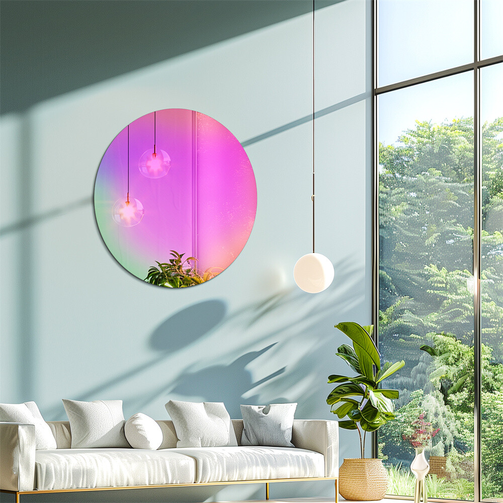 Round Wall Mirror Iridescent Effect Accent Mirror Rainbow Decor Mirror for Home