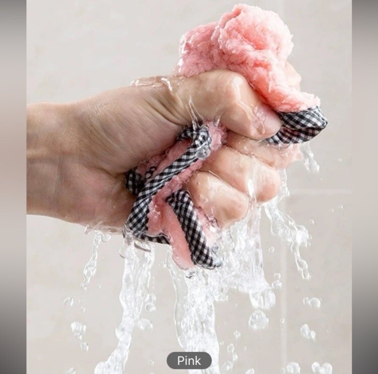 5pcs Plain Cleaning Rag, Pink Polyester Cleaning Cloth, For Kitchen