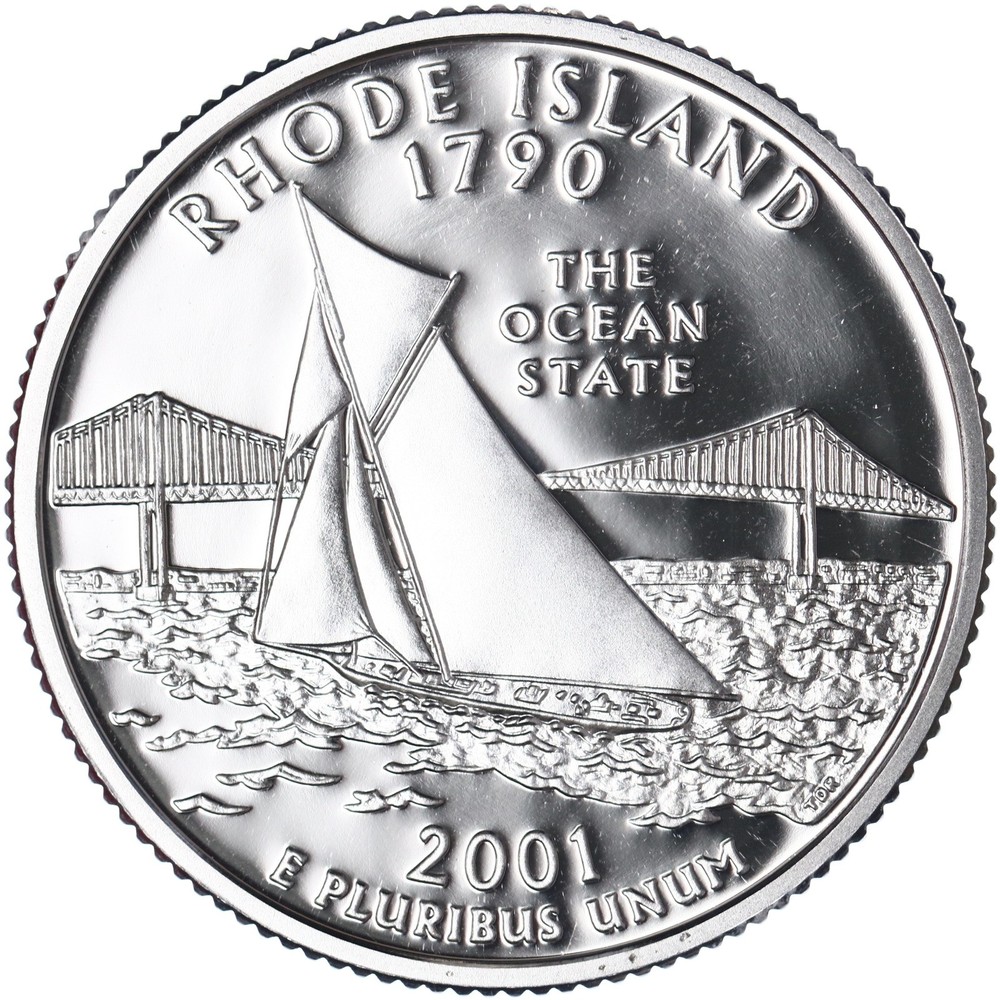 2001 S State Quarter Rhode Island Gem DCam Proof CN-Clad