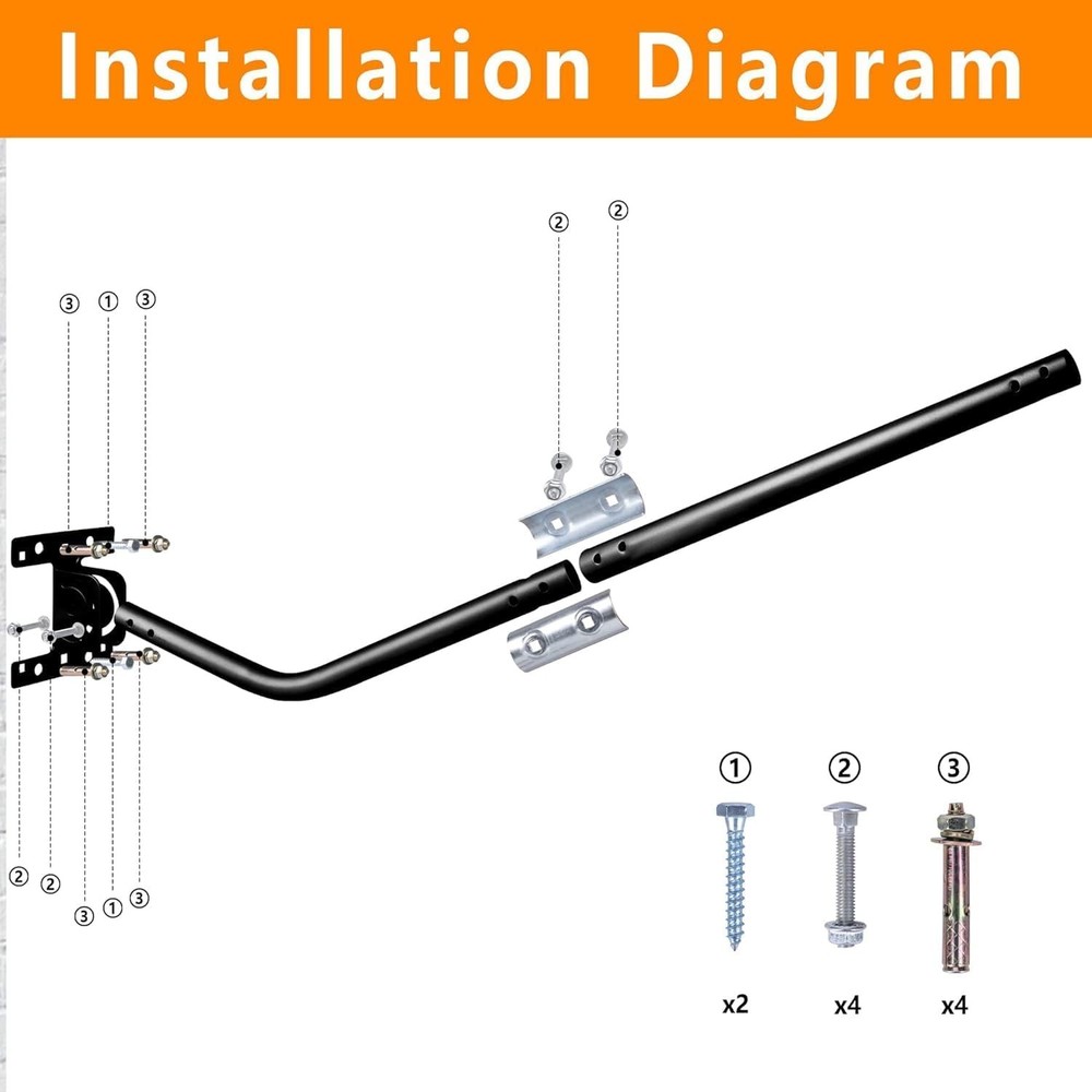 32.8" Universal TV Antenna Mount，Adjustable Mounting Black