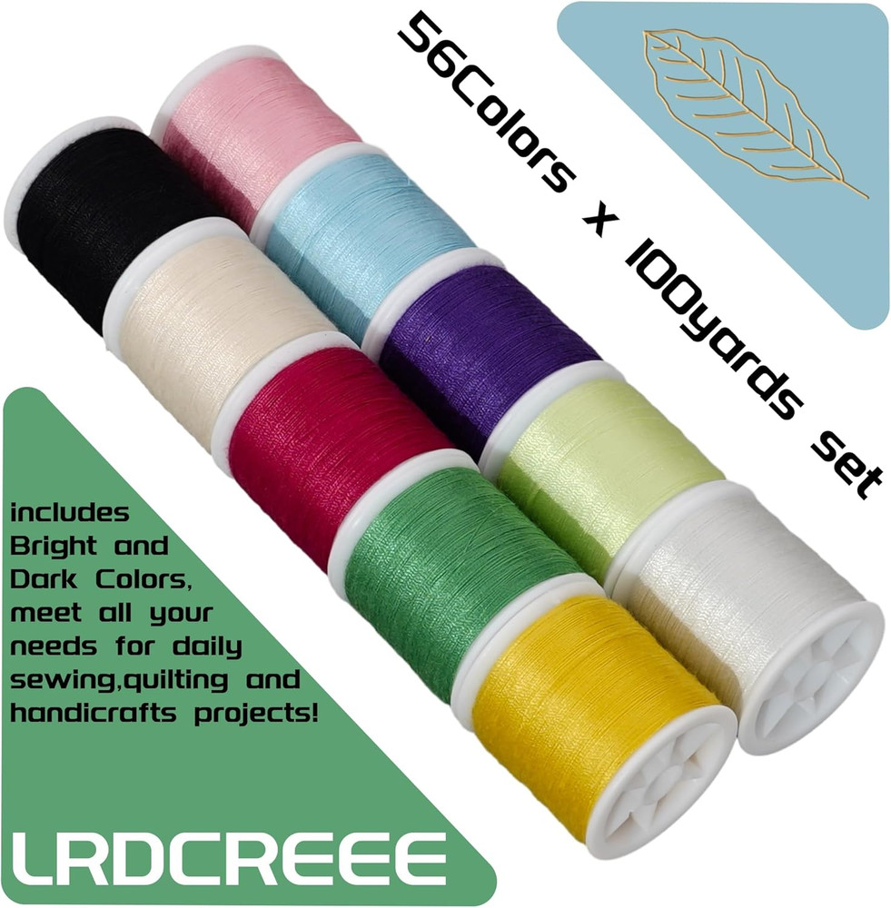 56 Spools Sewing Thread Kit for Hand Sewing and Machine Sewing Use