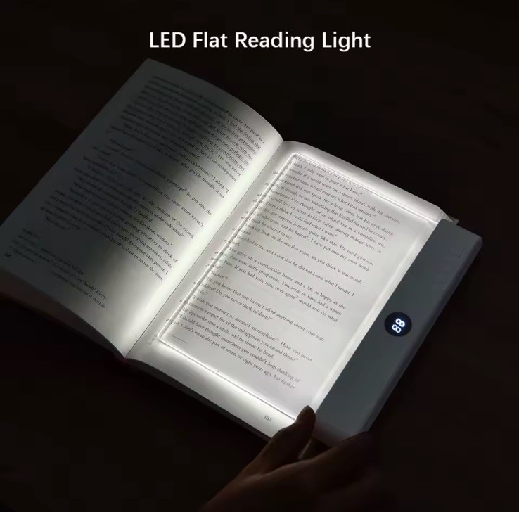 Book Light, Rechargeable Clear LED Flat Reading Light with 3 Colors & Timer