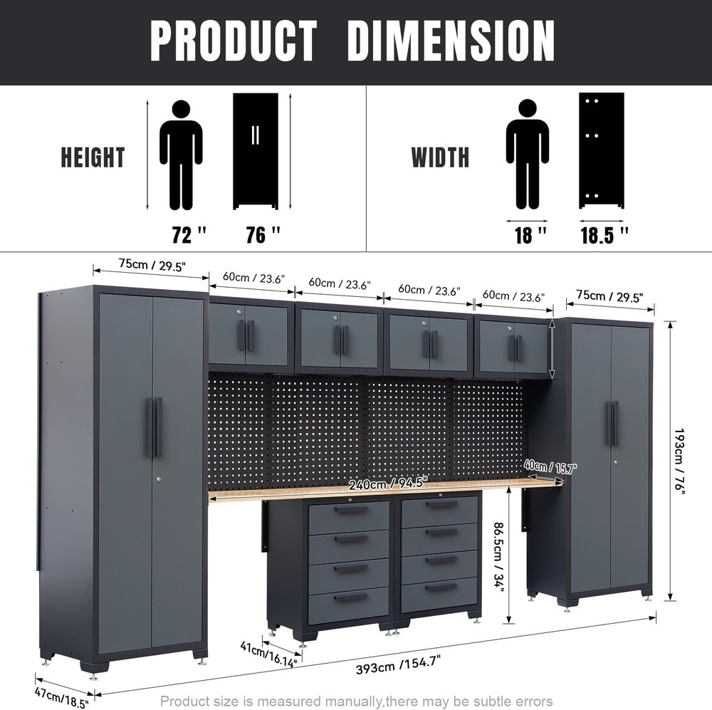 Garage Storage Cabinet System 2 * 7-Pcs Workshop Set For Tool Organization