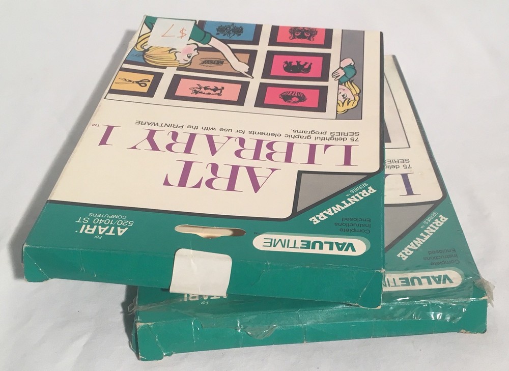 ART LIBRARY 1 & 2 Atari ST 3.5" Floppy Disk Software Boxed W/ Manual CIB