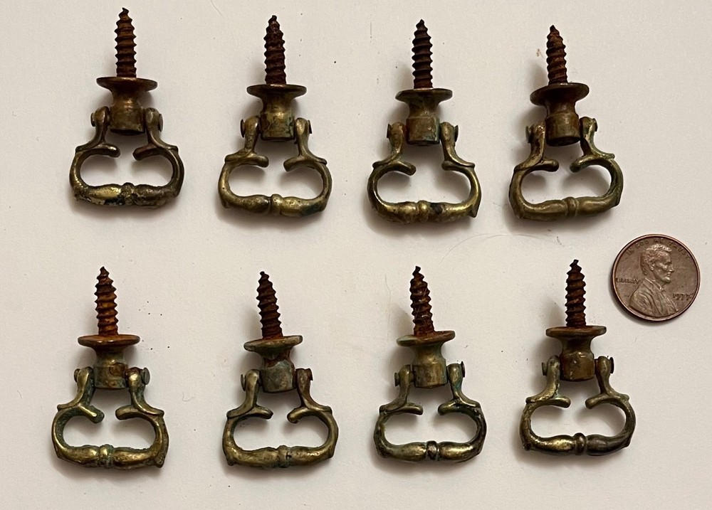 (8)  - 18th Queen Ann, William & Mary, Chippend Pulls / Knobs  - untouched surf