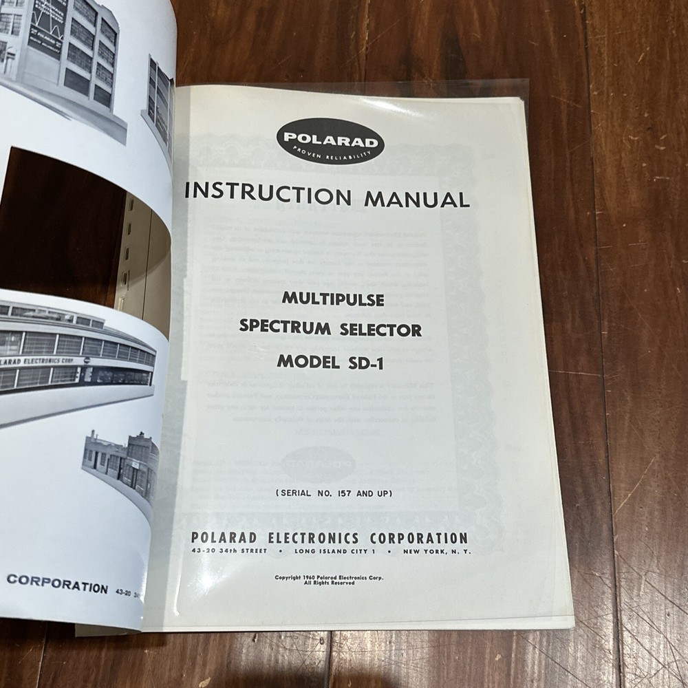Polarad Model SD-1 Multipulse Spectrum Selector Operating Instructions