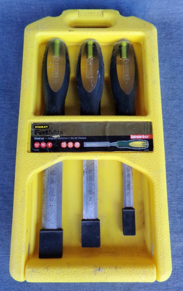 Stanley Fatmax 3 Piece Wood Chisel Set - 1/2", 3/4" & 1"