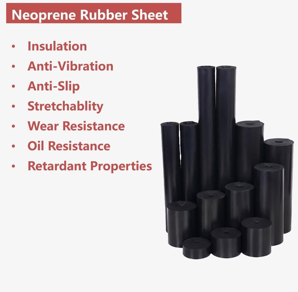 Neoprene Rubber Sheet Solid Strips Roll Pad Insulation 1/16 Thick 2 Wide 10 Ft