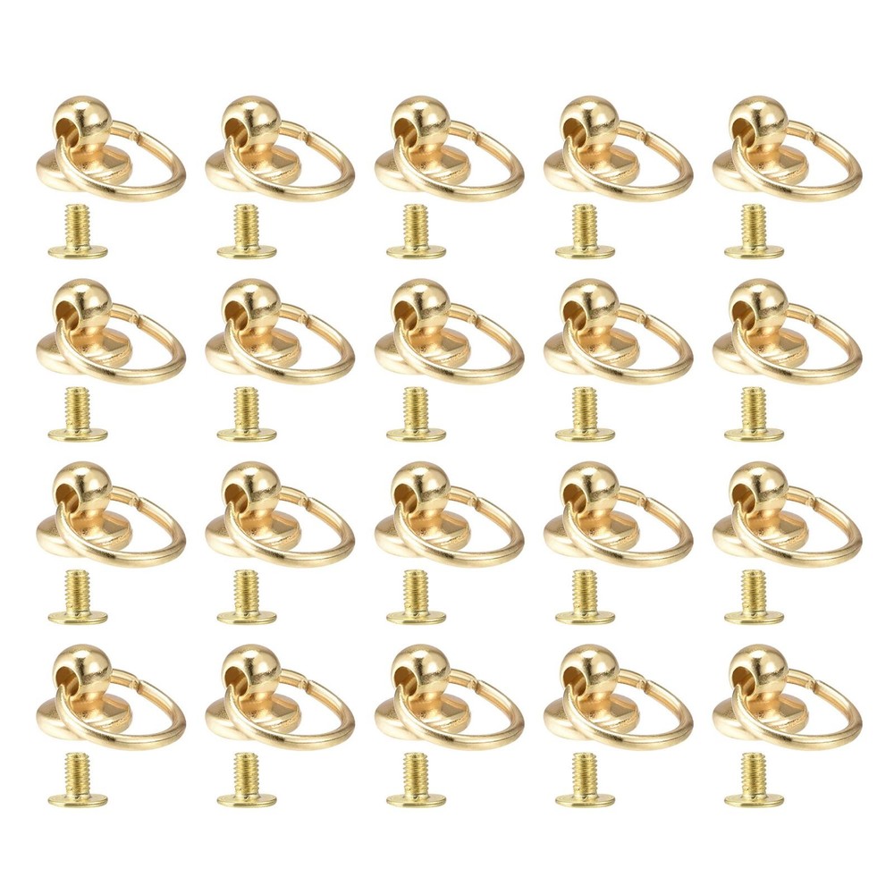 0.5" Toroidal Joint Button Pin Rivets Gold Screw 20 Pcs