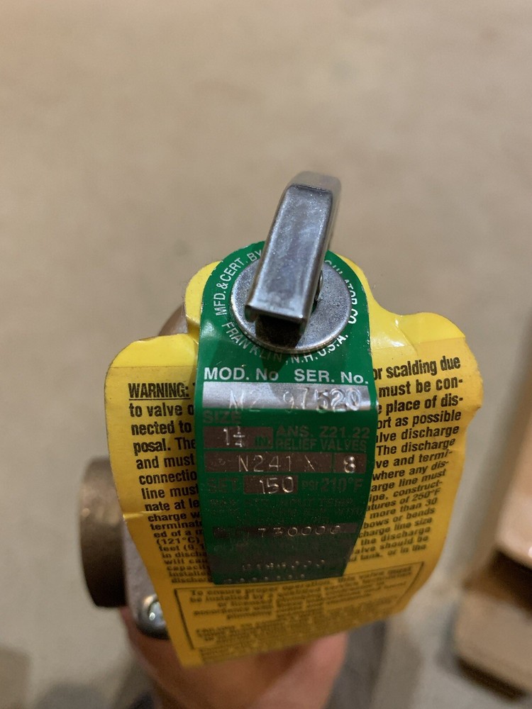 M2 1-1/4 N241X8 Self Closing Combination Type Pressure Relief Valve