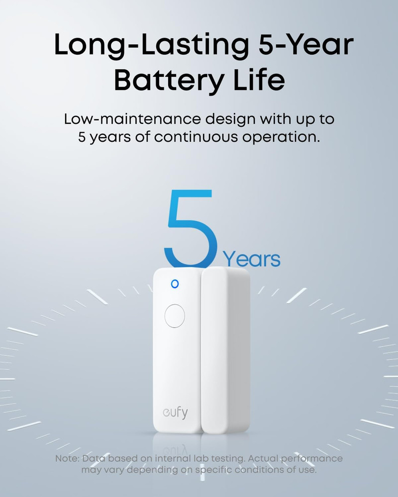 Eufy Entry Sensor E20, Dual-Side Detection, Convenient Bypass Button, Extended B